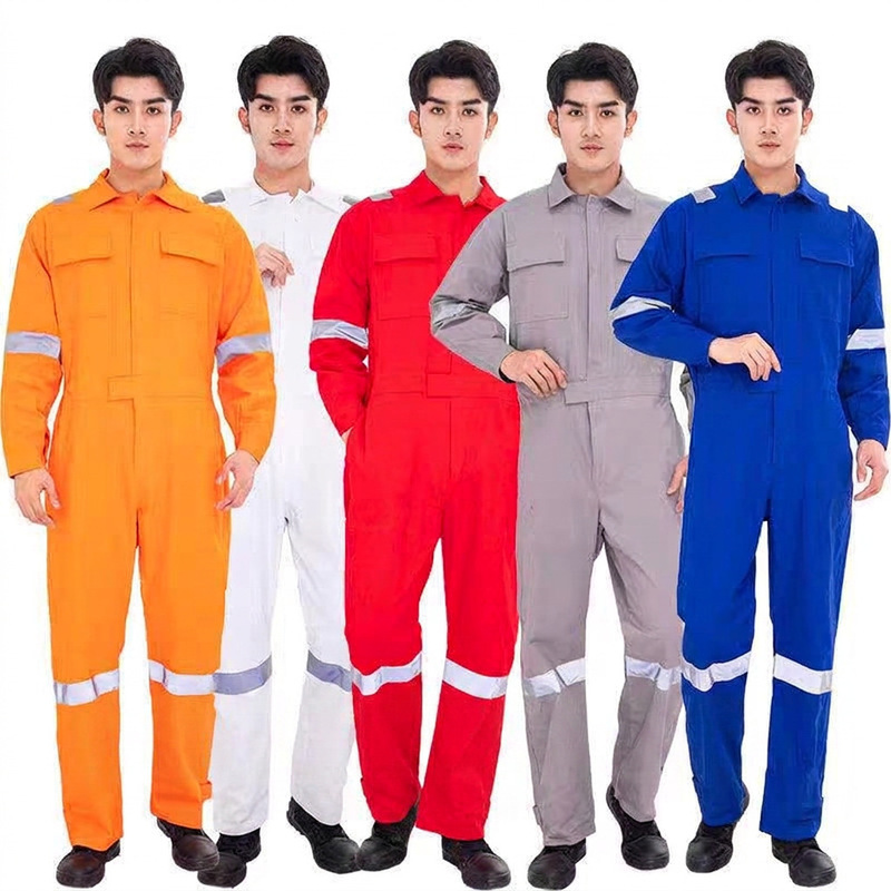 Pure cotton thickened wear-resistant one-piece workwear for men and women with reflective strips, suitable for shipyards, workshops, factories, auto repairs, and labor protection Pure cotton thickened wear-resistant one-piece workwear for men and women with reflective strips, suitable for shipyards, workshops, factories, auto repairs, and labor protection