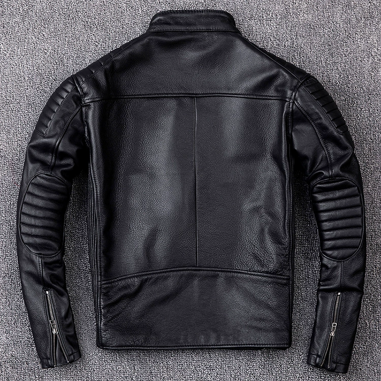 Leather trend jacket, cowhide, genuine leather, slim fit