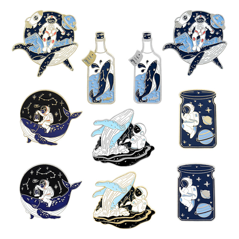 Stoving Varnish Design Cute Pin Astronaut Whale Alloy Stoving Varnish Unisex Brooches