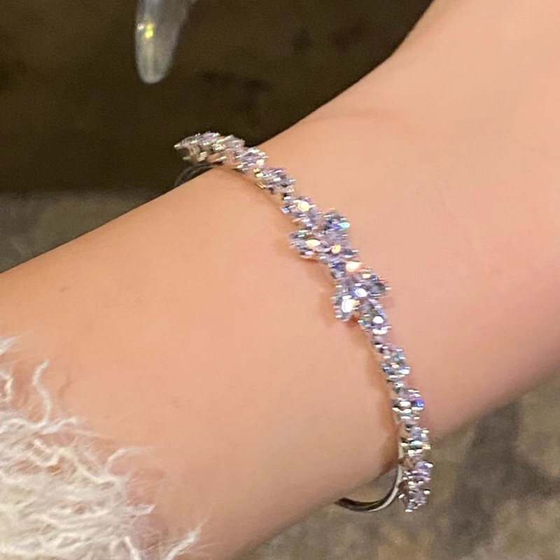 麦穗蝴蝶结手镯女高级感锆石手环开口银镯子手链轻奢小众精致饰品|undefined