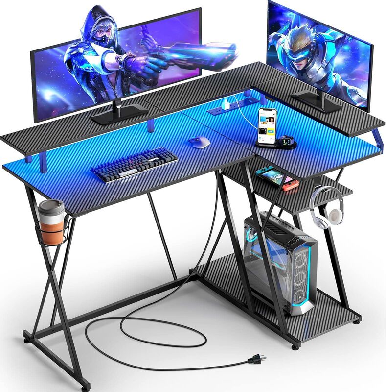 Modern simple L-shaped game table with power socket with LED display stand corner game table for cross-border Modern simple L-shaped game table with power socket with LED display stand corner game table for cross-border