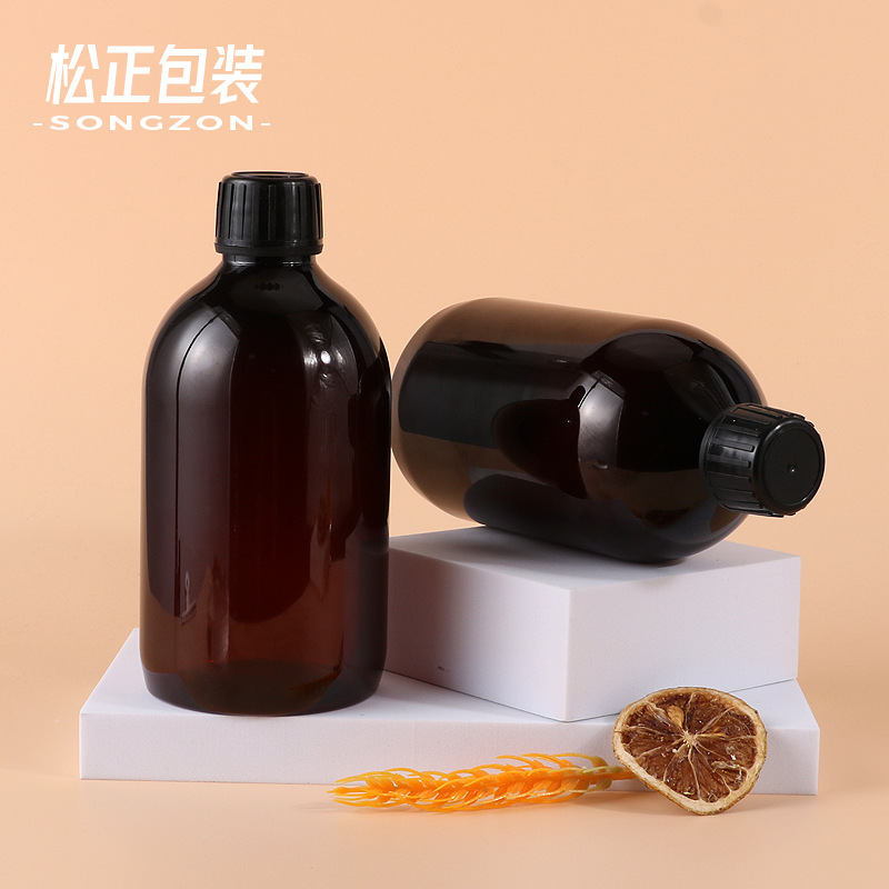 500ml大容量ピュアローションボトル プラスチックPET茶色 化粧水・トナー用ボトル 洗浄・ケア用 内栓付きスクリューキャップボトル|undefined