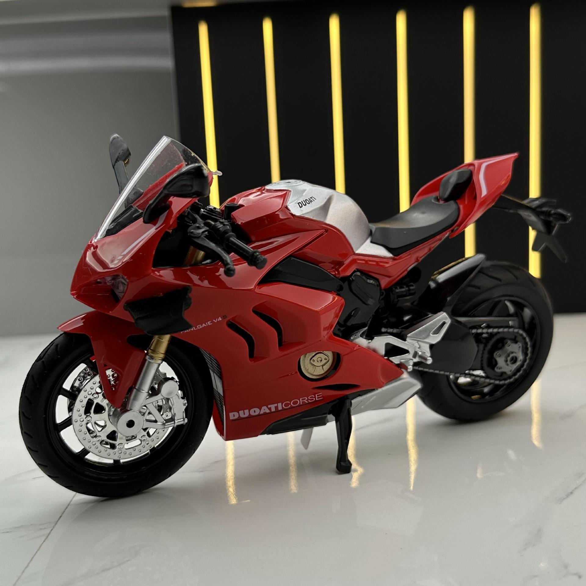 Huayi modelo de coche de aleación 1:12 du Kadi V4S motocicleta con sonido y luz coche de juguete modelo de música colección de decoración