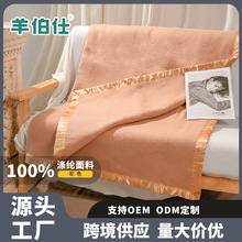 批发外贸跨境现货宾馆客房盖毯纯色加厚冬季床上毛毯涤纶毯子铺毯