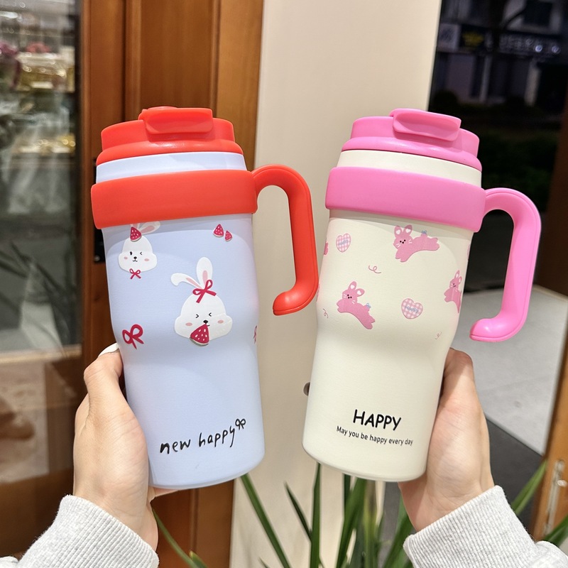 316 ステンレス鋼魔法瓶カップコーヒーカップ水カップストローカップ大容量アイスカップ女の子のための高価値女性カップ|undefined