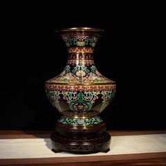 マスターズ作品(張祥東)七宝花瓶伝統的な銅タイヤ七宝エナメル 12inch 華瑞綿長花瓶