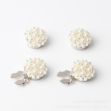 跨境button cover银色珍珠纽扣套合金水钻袖扣衬衫服饰纽扣装饰扣