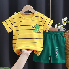 Children's short-sleeved suit pure cotton girls summer clothes boys T-shirt baby baby clothes Korean style children's clothing 2023 new style