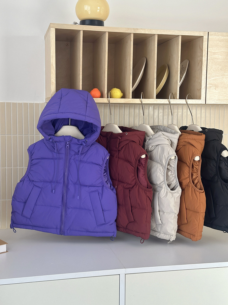 Otoño y invierno nuevos niños sueltos chaleco coreano ropa infantil ocio chaleco con capuchón caliente a prueba de frío para hombres y mujeres hombros