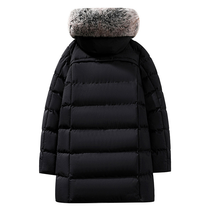 Große, mit Baumwolle gefütterte Jacke für Herren mit abnehmbarer Kapuze und großem Pelzkragen._voghion.com