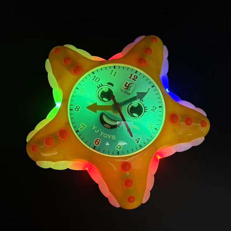 Nuevo reloj de dibujos animados eléctricos estrella de mar universal caminando música iluminación simulación de animales marinos juguetes infantiles