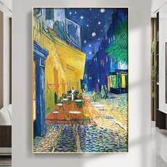ゴッホ名画カフェ縦版客間装飾画抽象芸術マスター油絵玄関通路廊下壁画