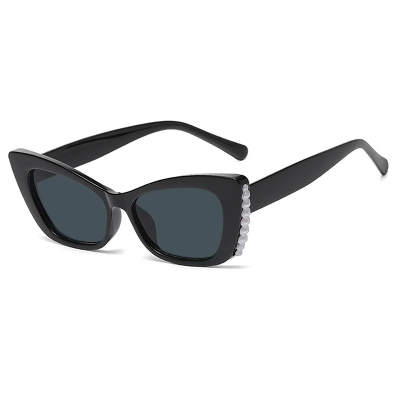 Очки sunglasses жемчужные тренд, брендовые солнечные очки, кошачий глаз, простой и элегантный дизайн, стиль европейский, защита UV, стиль высокого качества