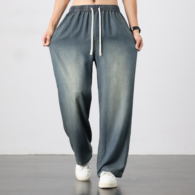 Men's Plus-Size Summer Thin American High Street Loose Straight-Leg Jeans with a Slight Flare, 2025 New Model, Price Controlled at 69