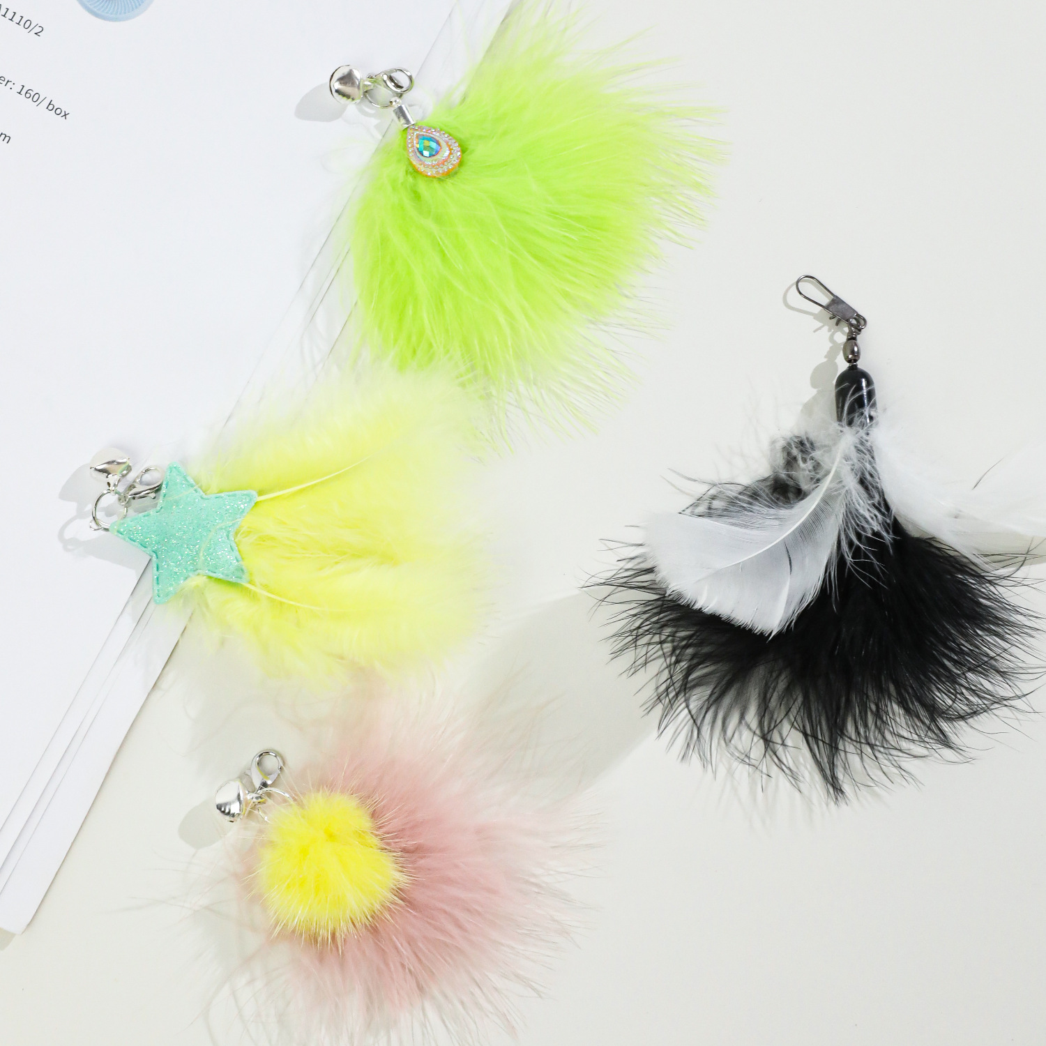 Perla pluma divertido gato palo cabeza de reemplazo al por mayor hecho a mano DIY gato juguete gato interactivo divertido gato palo varilla Accesorios