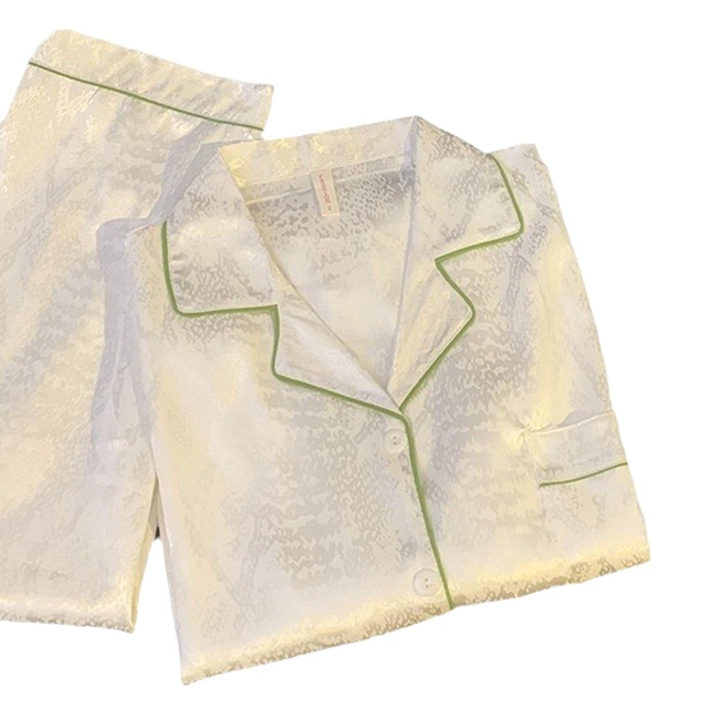 Pintura de tinta de alto grado pijamas de mujer de manga larga de primavera y otoño de seda de hielo más tamaño traje de verano de seda real para hombre