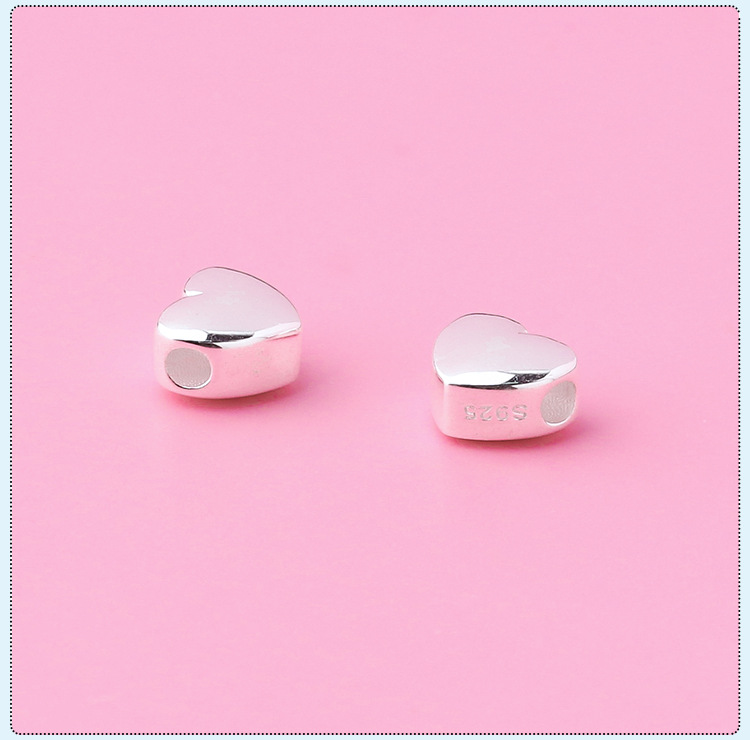 Heart Shape Pattern 1 Piece 6*6.9mm 925 Sterling Silver Heart Shape Beads