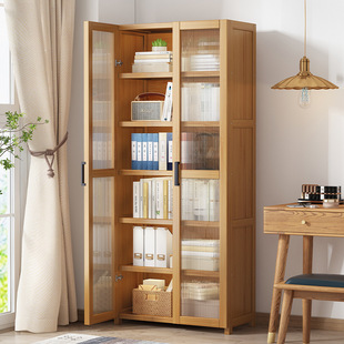 Simple Multi-layer Simple Bookshelf Storage Rack Living Room Cabinet Transparent Acrylic Door Bookcase Floor Bedroom Storage Cabinet