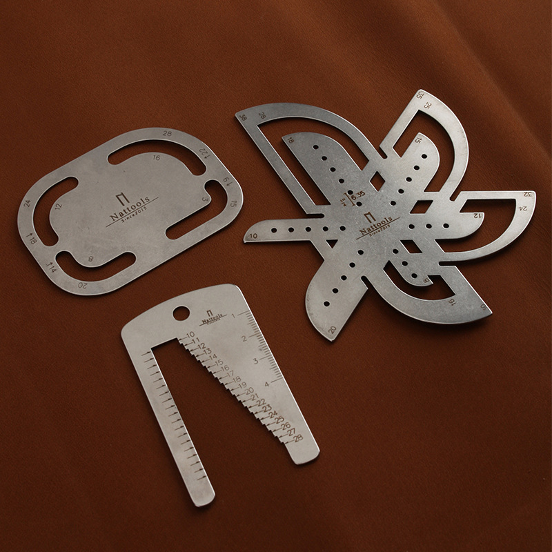 Nattools带尾模板 表带尺4804 圆角规 手工DIY皮革工具尺 不锈钢