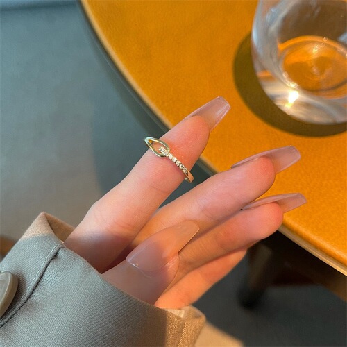 925 sterling silver plated with 14K gold temperament cross ring female Korean blogger exquisite zircon open adjustable index finger ring