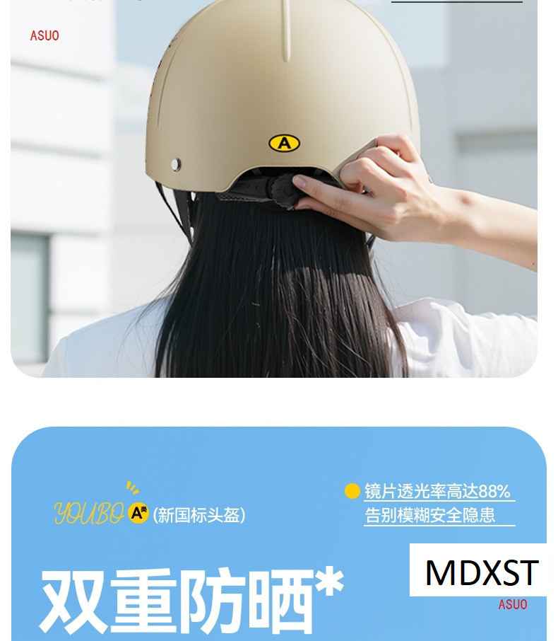 3C certified electric motorcycle helmet for men and women summer sun protection half helmet new national standard four seasons breathable lightweight helmet