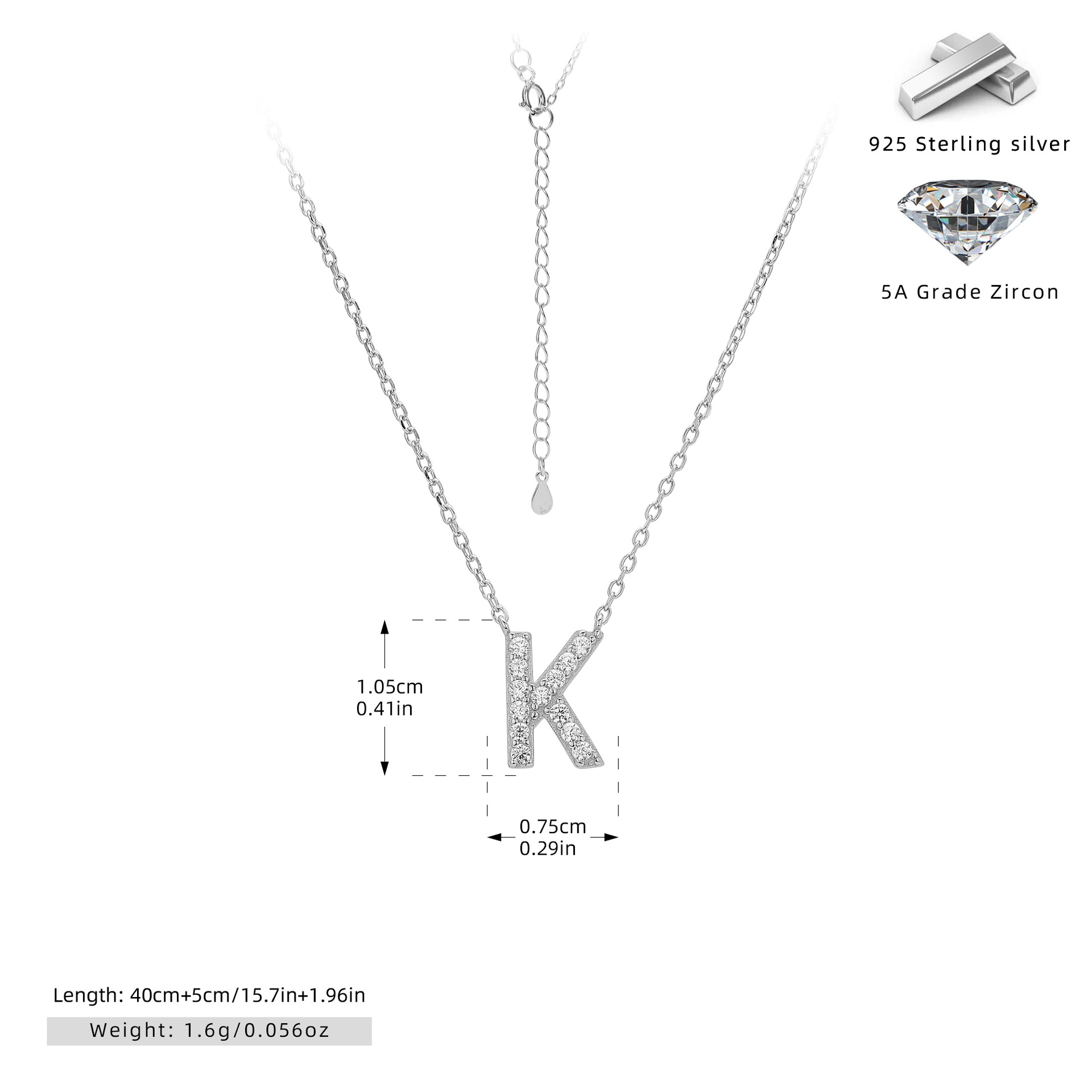 925 Silver Plated Platinum-K