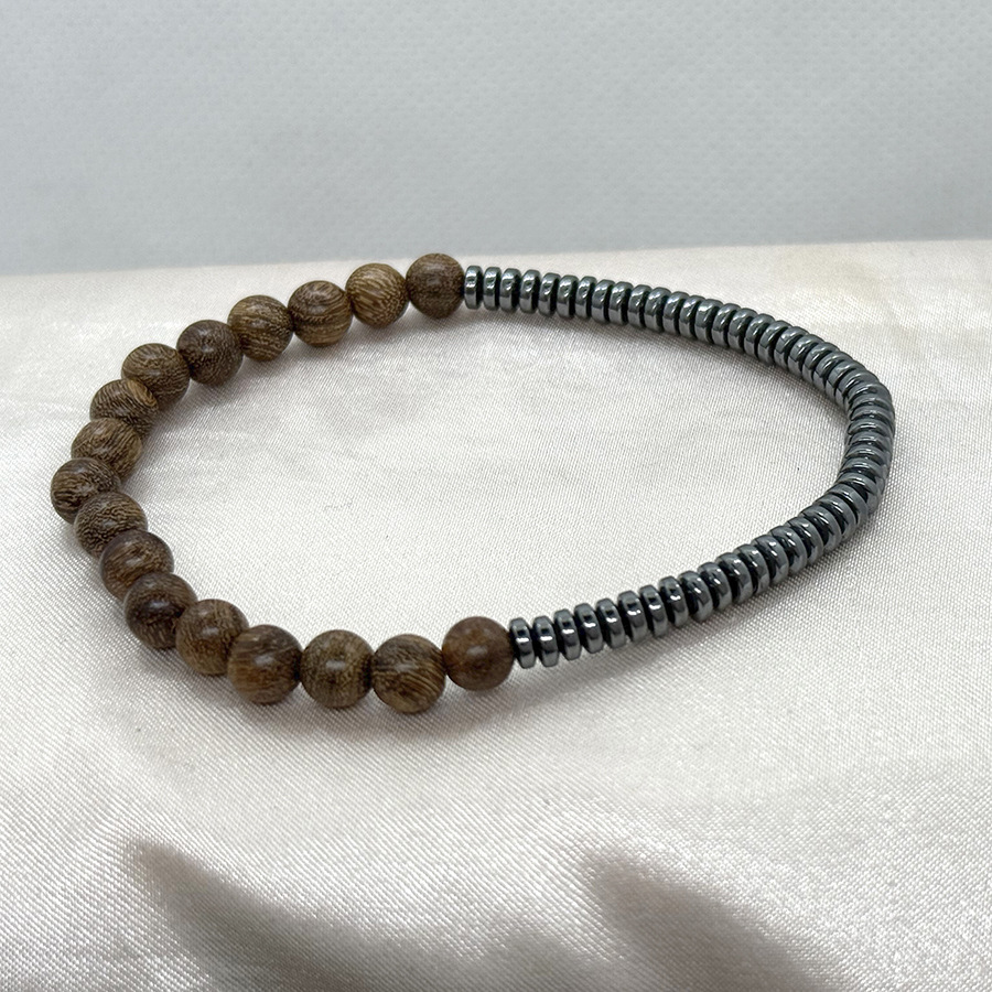 38g Weight Bracelets Classification Wood Chain Material Retro Round Wood Round Men's Bracelets Men Beaded Bracelets