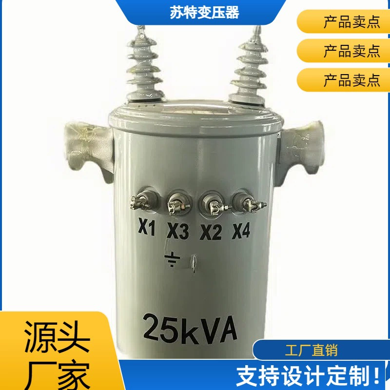 D11-25KVA Однофазный цилиндрический масляный трансформатор на опоре 6 кВ/10 кВ Поддержка Производитель Дизайн