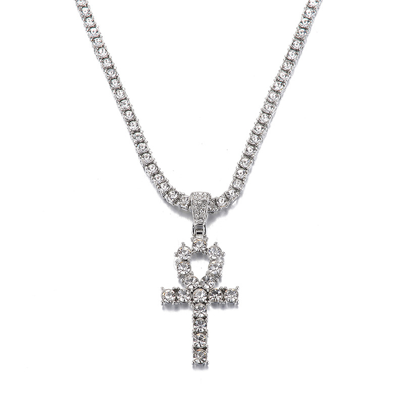 Hip-hop Cross Alloy Inlay Rhinestones Unisex Pendant Necklace display picture 4