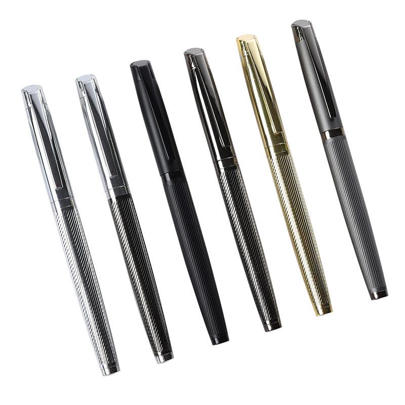 En stock de alta calidad de metal firma pluma superficie brillante galvanoplastia pluma de gel regalo negocio pluma de agua pluma de publicidad logotipo láser