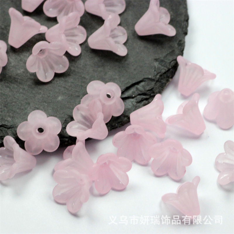 14mm Long Trumpet Flower Acrylic Through-Hole Frosted Dyed Small Flower Hair Rope Accessories DIY Handmade Loose Beads 14mm Long Trumpet Flower Acrylic Through-Hole Frosted Dyed Small Flower Hair Rope Accessories DIY Handmade Loose Beads