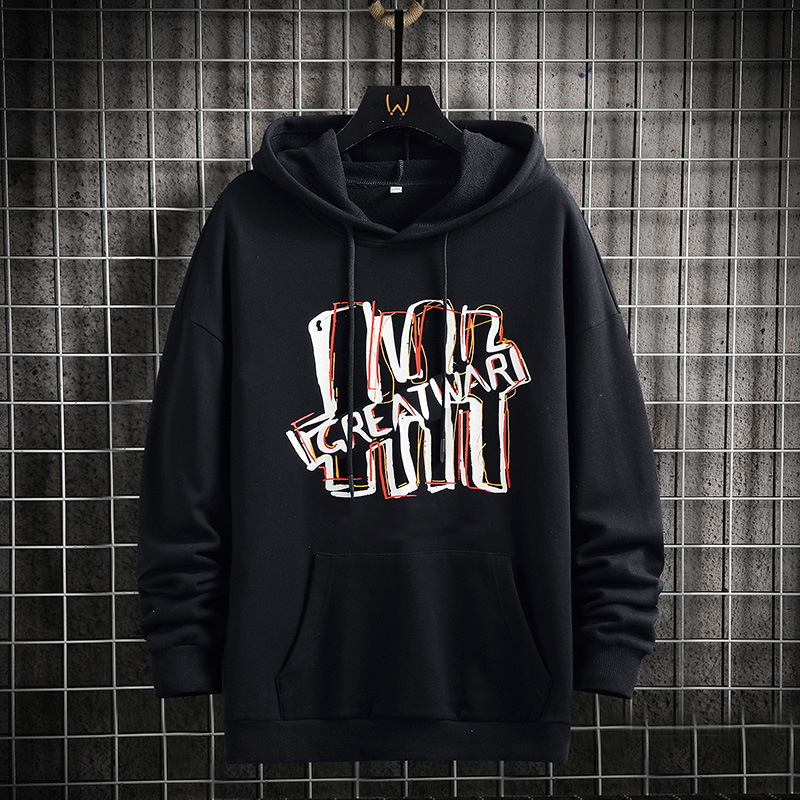 Felpa con cappuccio con cappuccio pullover maglione base girocollo a maniche lunghe, versatile, casual, primaverile e autunnale da uomo_voghion.com