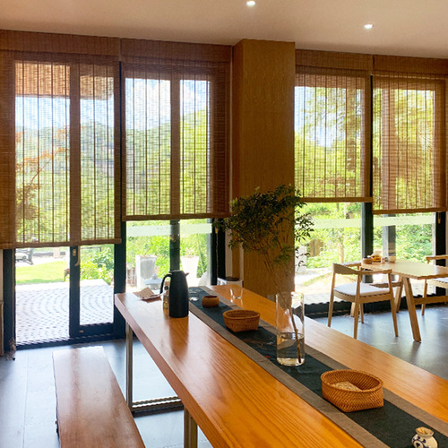 Shoji screens, curtains, roller shades, sunshade, light-blocking, balcony, tea room, study, office, hotel, inn, Japanese-style bamboo screens