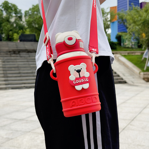 Cartoon Insulated Cup Children's Water Bottle with Straw for Babies, Boys and Girls, Students, Cute Water Cup for Infants