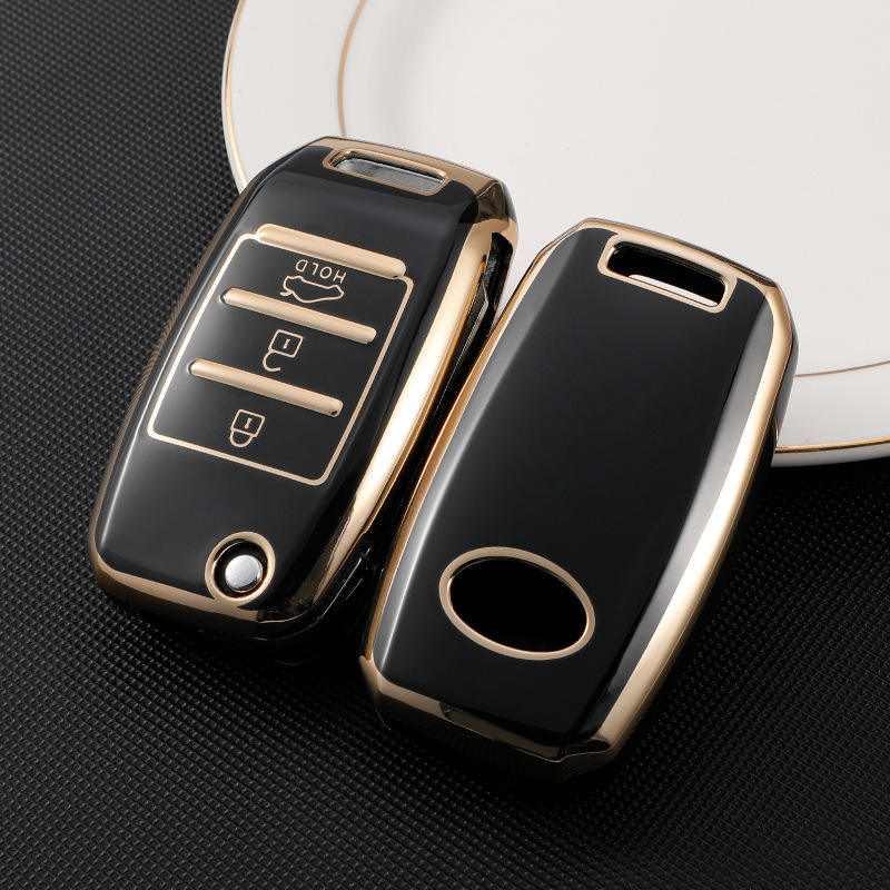 Suitable for Kia K3K2 Kaishen K4 Huanchi Furidi Kxcross Female Kx7 Car Folding Gold-Edged Car Key Case Suitable for Kia K3K2 Kaishen K4 Huanchi Furidi Kxcross Female Kx7 Car Folding Gold-Edged Car Key Case