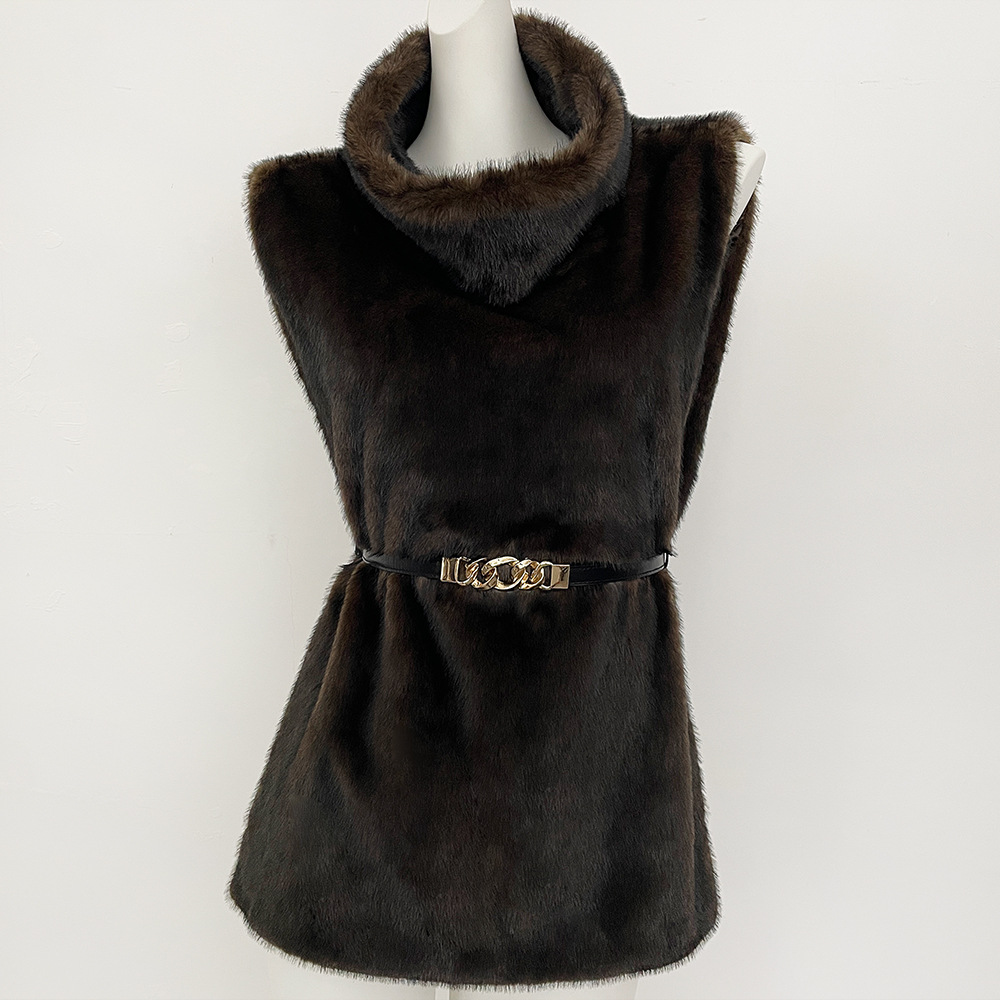 Women's Clothing Short Imitation Mink Fur VestWomen's Faux Fur Vest Winter Short Sleeveless Jacket - Warm & Stylish Coat For Casual & Office Wear_voghion.com