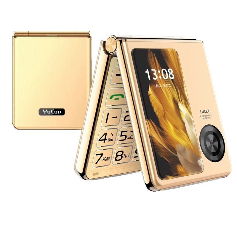 VIPMI/Hongmi Folding 4G Phone for Seniors & Kids, Dual-Screen, 1850mAh, Anti-Lost, All Networks