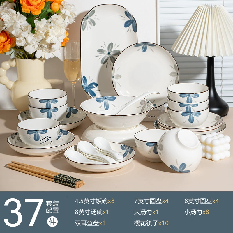 Japanese set, ceramic tableware, orchid, Birthday gift
