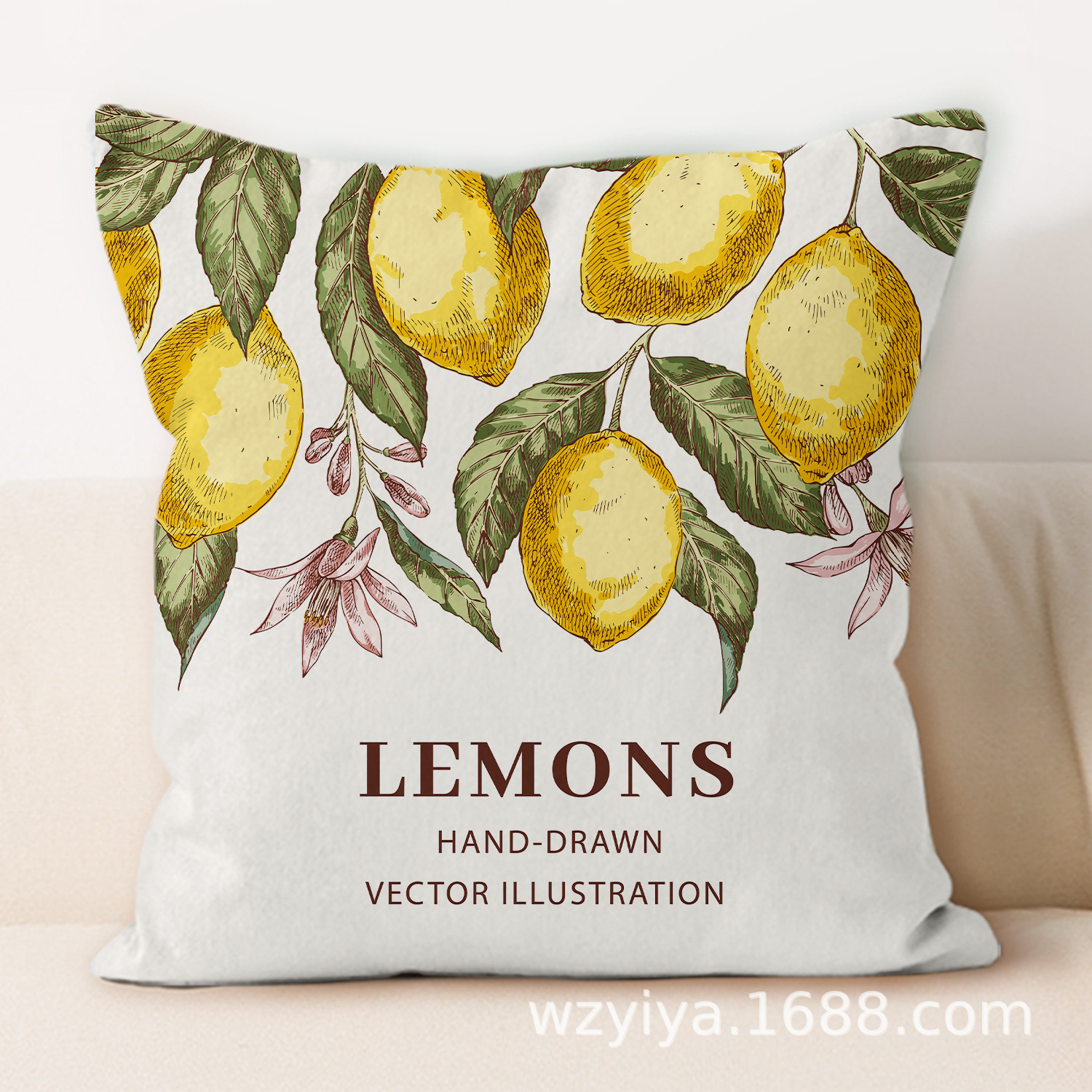 almohada de impresión de limón simple sofá en el hogar moderno almohada de respaldo decoración desmontable almohada de cabecera cuadrada