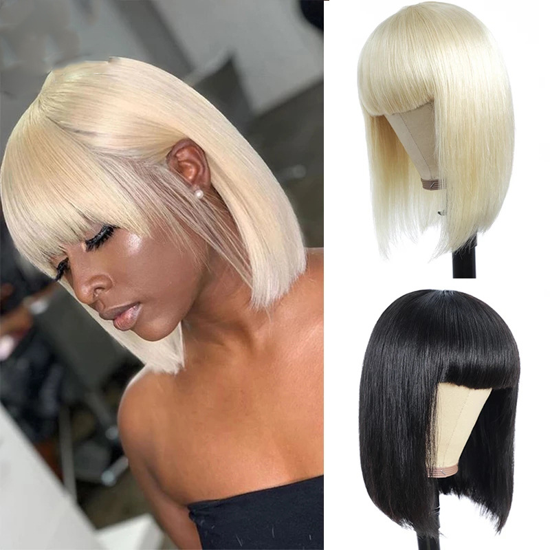 Women's Fashion Street High-temperature Fiber Air Bangs Short Straight Hair Wigs display picture 2