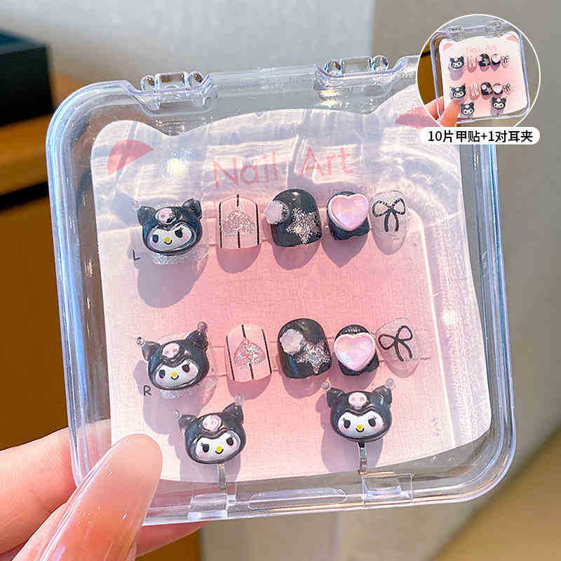 Rain Spirit Sanrio parches de manicura desmontables para niños Kulomi chicas usan pegatinas de uñas al por mayor