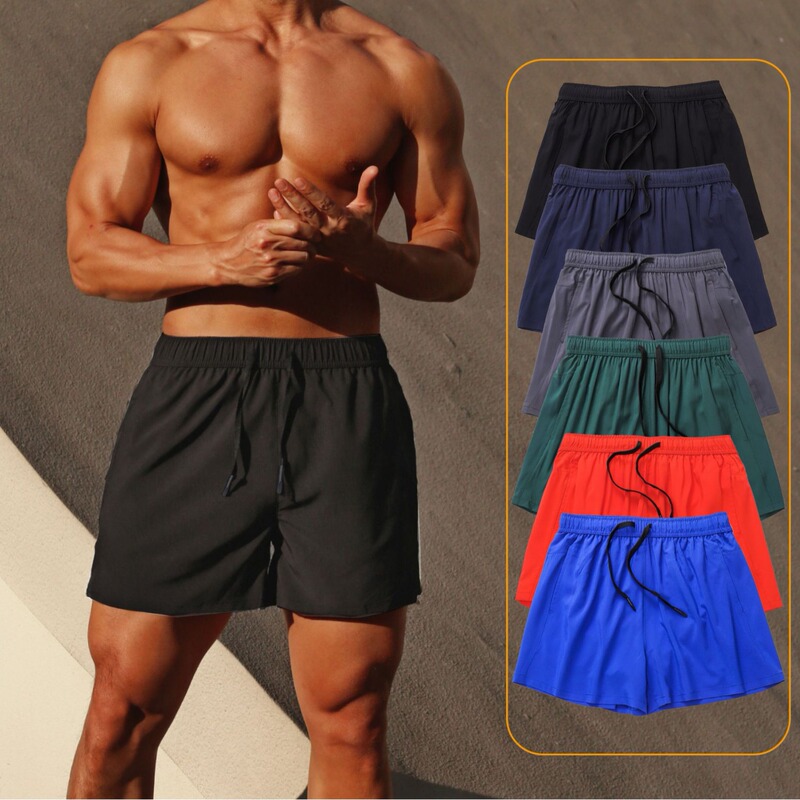 Summer Fitness Shorts Men's Running Training Quarter Pants Casual Fitness Large Size Quick-Drying Double-Layer Sports Shorts