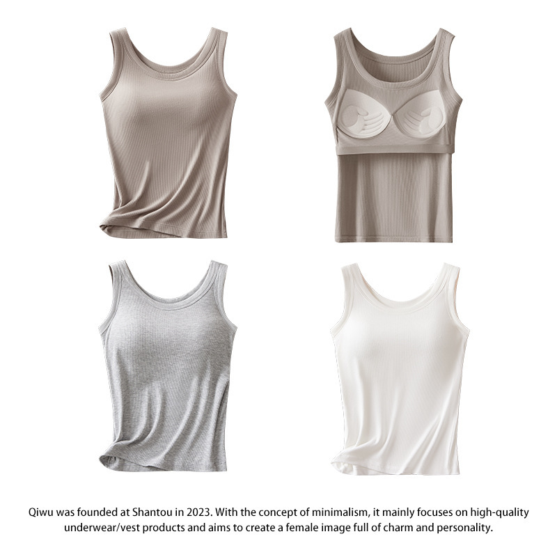 Modal Camisole Vest with Chest Pad Women's Inner Wearing One-piece Outer Wearing plus size Wear-free Bra Beautiful Back Bottoming Spring and Summer