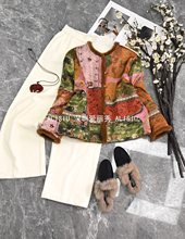 深圳南油轻奢人丝香云纱拼貂毛棉服新中式国风重磅上衣加厚水貂毛