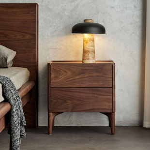 Black Walnut Bedside Table Full Solid Wood Household Bedroom Storage Cabinet with Drawer Simple Modern Storage Cabinet for Small Apartment