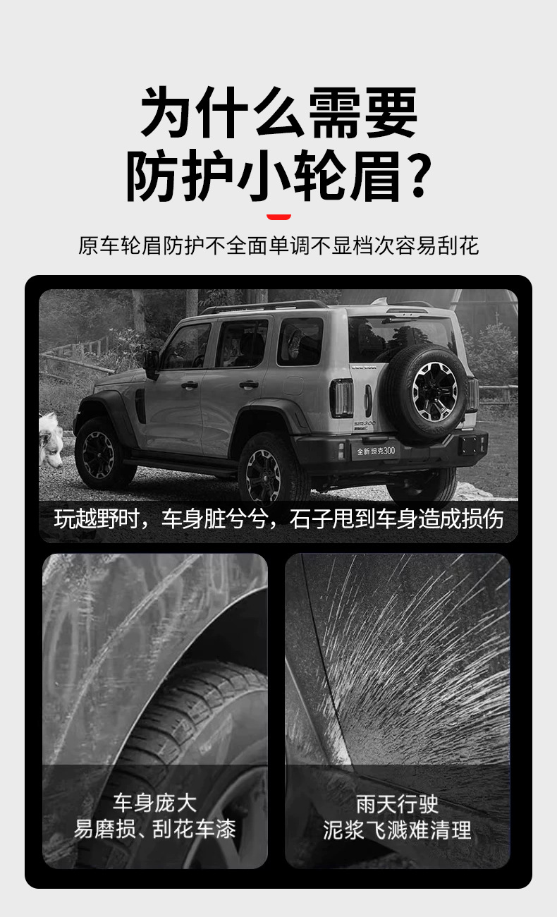 26 models of Tank 300 four-wheel widened fender flares, wide-body mudguards, and off-road modification parts to prevent scratches on the wheels