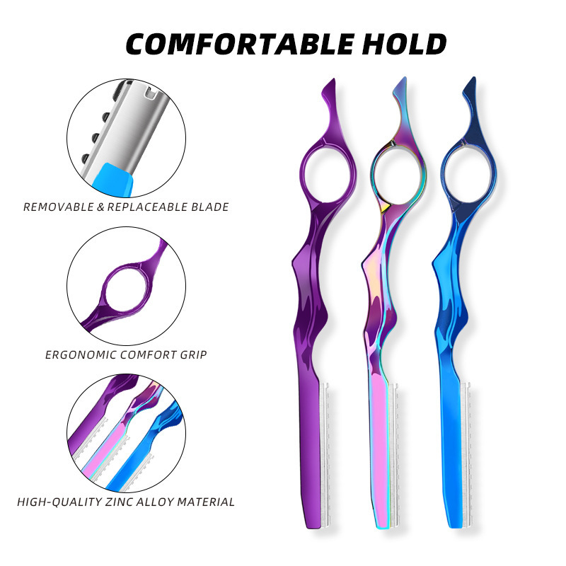 Durable Hair Cutting Knife Holder, Manual Professional Hair Thinning Razor, Colorful Electroplated Razor, Hair Shaving Tool, Hair Cutting Device Durable Hair Cutting Knife Holder, Manual Professional Hair Thinning Razor, Colorful Electroplated Razor, Hair Shaving Tool, Hair Cutting Device