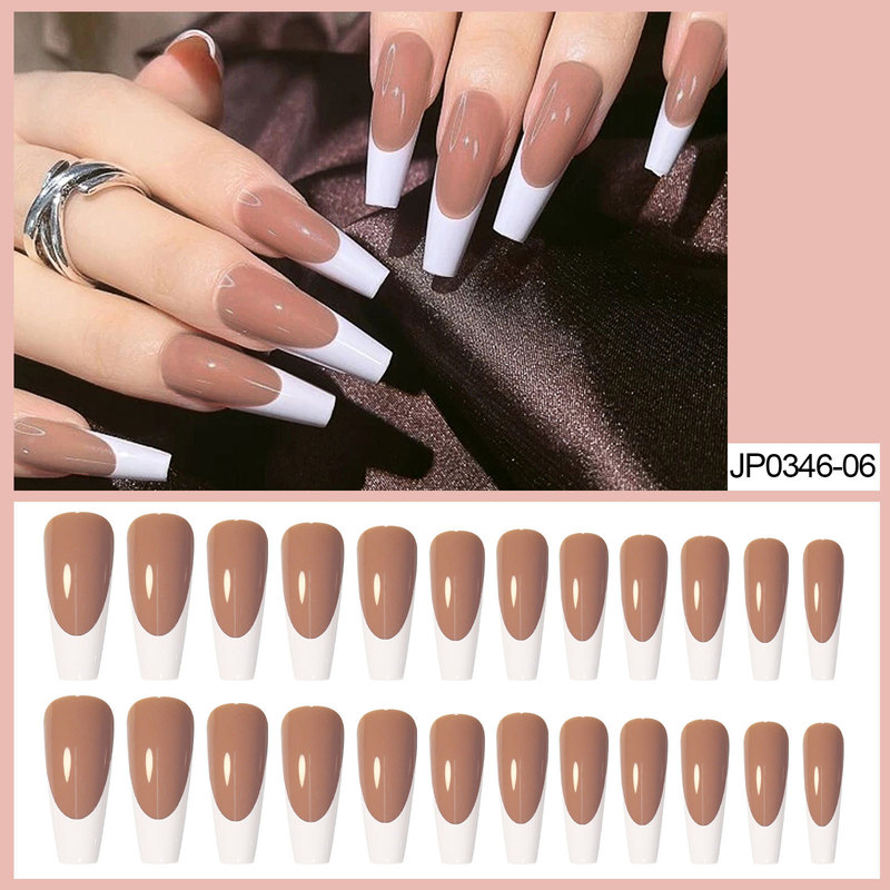 Nail Art round French fake nail piece wearing nail stickers finished nail stickers 24 nail stickers spot wholesale Nail Art round French fake nail piece wearing nail stickers finished nail stickers 24 nail stickers spot wholesale