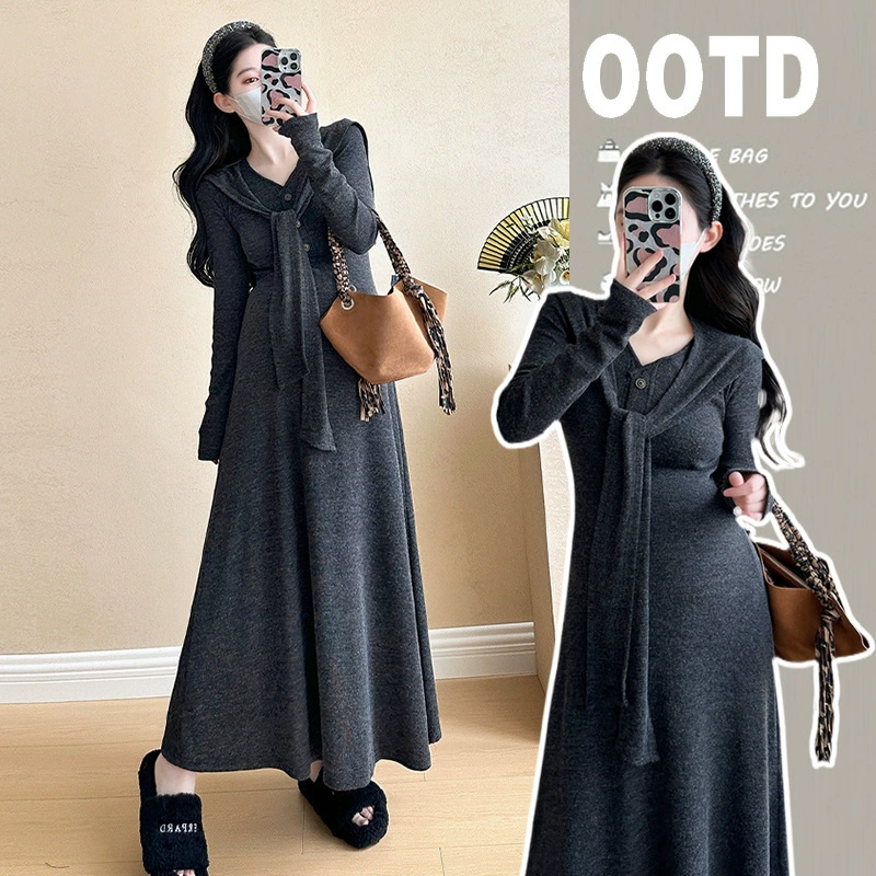 Юбка для беременных 2024 Осень и Зима Новый корейский простой темперамент