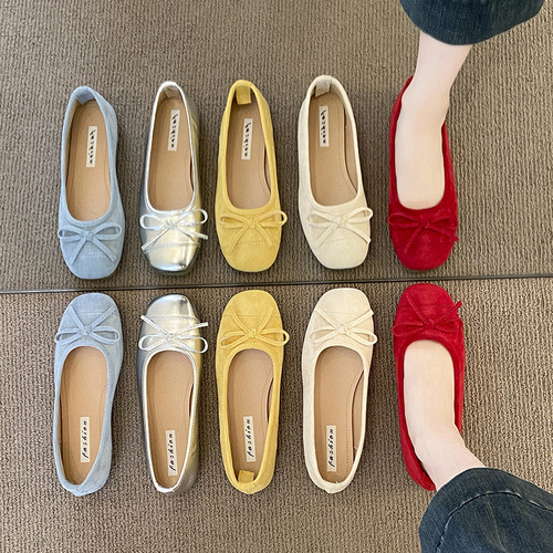 2025 spring and autumn new style gentle flat low-heel and shallow cut French single-layer shoes for women, Korean style fairy style people-in fashionable women shoes